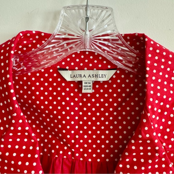 Laura Ashley Red and White Polka Dot Midi Dress - Picture 4 of 7